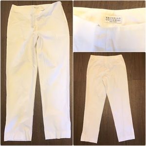 Brunello Cucinelli White Crop Flat Pants sz 4